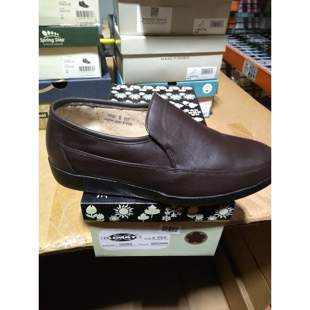 Climate X Mens Brown Leather Slip-On Comfort Loafer  Style 15052 9EEE